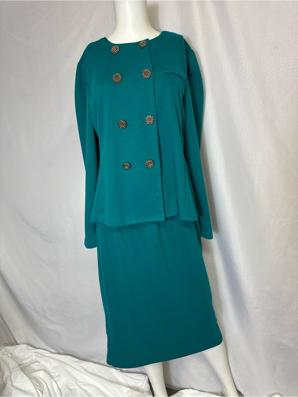 VINTAGE SUNSHINE STARSHINE BRAND SIZE 12 GREEN SKIRT SUIT